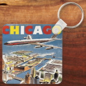 ヴィンテージレトロシカゴ旅行観光飛行機 キーホルダー (裏面)