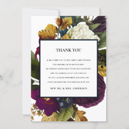 ヴィンテージレトロシックブルゴーニュ秋結婚フローラ サンキューカード