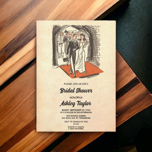 ヴィンテージレトロシックロマンチックカップルブライダルシャワー 招待状