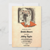 ヴィンテージレトロシックロマンチックカップルブライダルシャワー 招待状 (正面)