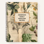 ヴィンテージレトロシャンパンカラーフローラレシピブック ノートブック (正面)