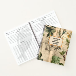 ヴィンテージレトロシャンパンカラーフローラレシピブック ノートブック