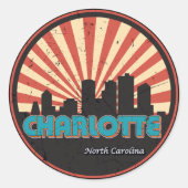 ヴィンテージレトロシャーロッテノースカロライナNCスカイライン ラウンドシール (正面)