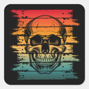 ヴィンテージレトロシルエットスカル スクエアシール