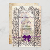 ヴィンテージレトロシークレットガーデンティーカスタムパーティー 招待状 (正面/裏面)