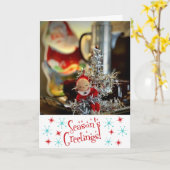 ヴィンテージレトロシーズングリーティングクリスマス カード (黄色い花)