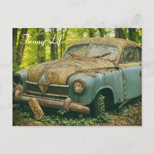 ヴィンテージレトロジュンキャードスクラップサビカーはがき ポストカード (正面)