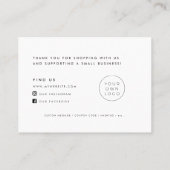 ヴィンテージレトロスクリプトありがとうパッケージ挿入カード 名刺 (裏面)