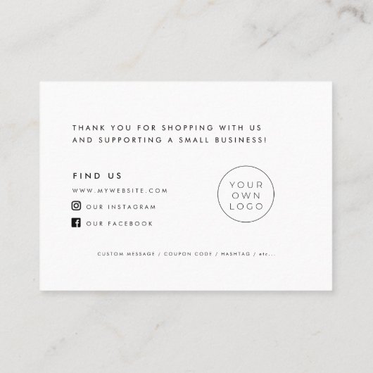 ヴィンテージレトロスクリプトありがとうパッケージ挿入カード 名刺 (裏面)