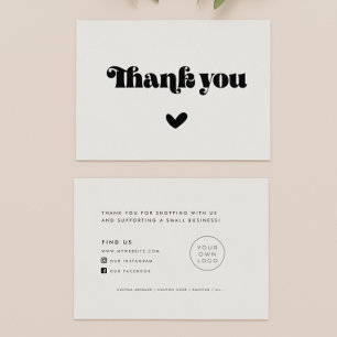 ヴィンテージレトロスクリプトありがとうパッケージ挿入カード 名刺