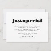 ヴィンテージレトロスクリプトたった今結婚しましたの発表 招待状 (正面)