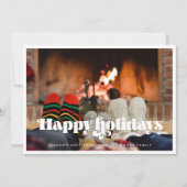 ヴィンテージレトロスクリプトハッピーホリデーズフォト シーズンカード (正面)