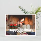 ヴィンテージレトロスクリプトハッピーホリデーズフォト シーズンカード (スタンド正面)