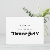 ヴィンテージレトロスクリプトフラワーガール提案カード 招待状 (スタンド正面)