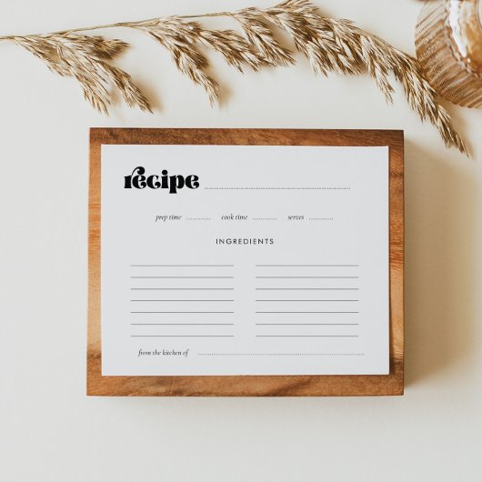 ヴィンテージレトロスクリプトブライダルシャワーレシピカード