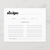 ヴィンテージレトロスクリプトブライダルシャワーレシピカード (正面)