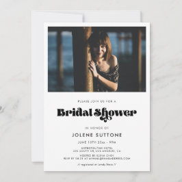 ヴィンテージレトロスクリプトブライダルシャワー写真 招待状