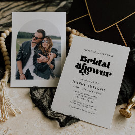 ヴィンテージレトロスクリプトブライダルシャワー 招待状