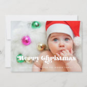 ヴィンテージレトロスクリプトメリークリスマスフォト シーズンカード (正面)