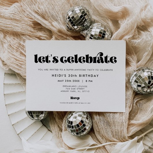 ヴィンテージレトロスクリプトレッズ祝誕生日 招待状