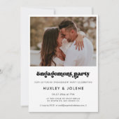 ヴィンテージレトロスクリプト婚約パーティ写真 招待状 (正面)