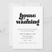 ヴィンテージレトロスクリプト引っ越し祝いパーティーパーティー 招待状 (正面)