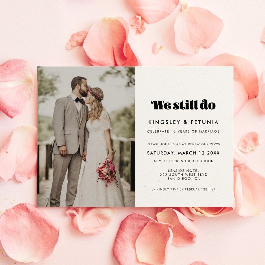 ヴィンテージレトロスクリプト私たちは今もVow更新写真を行う 招待状