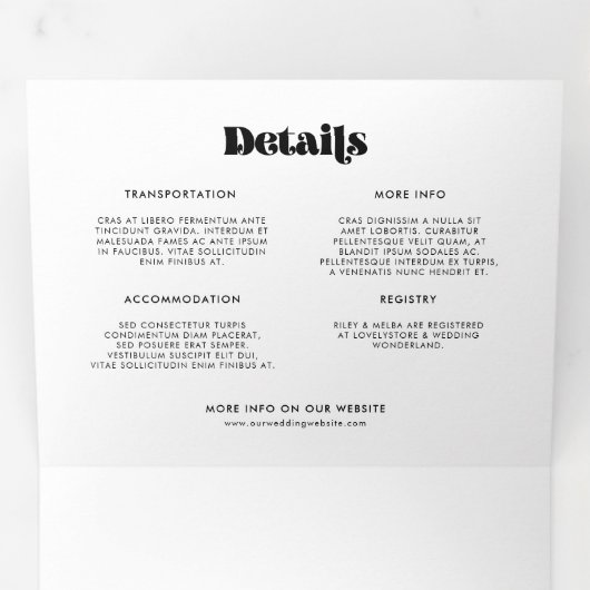 ヴィンテージレトロスクリプト結婚すべて 三つ折り招待状 (内部最初)