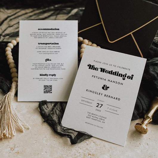 ヴィンテージレトロスクリプト結婚すべて 招待状