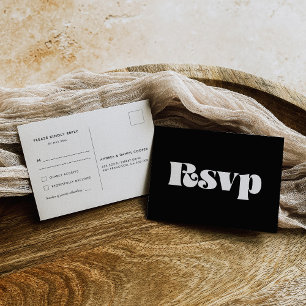ヴィンテージレトロスクリプト結婚式RSVP ポストカード