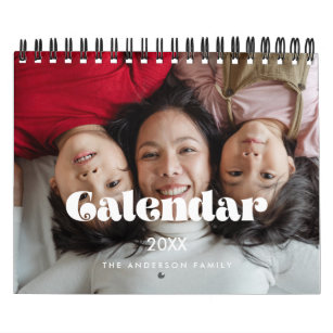 ヴィンテージレトロスクリプト2024家族の写真 カレンダー