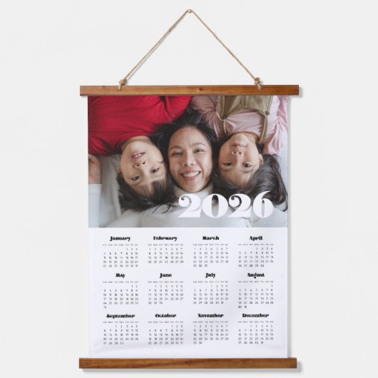 ヴィンテージレトロスクリプト2025フォトカレンダー 吊り下げ型タペストリー (正面)