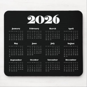 ヴィンテージレトロスクリプト2025ブラックカレンダー マウスパッド