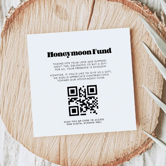 ヴィンテージレトロスクリプトhoneymoon fund QRコード エンクロージャーカード