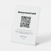 ヴィンテージレトロスクリプトhoneymoon fund QRコード 台座サイン (正面)