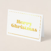 ヴィンテージレトロスクリプトMerry Christmasの写真金ゴールド 箔カード (正面)