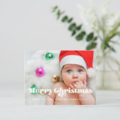ヴィンテージレトロスクリプトMerry Christmasの写真 ポストカード (スタンド正面)