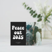 ヴィンテージレトロスクリプトPeace out 2023年新年の写真 シーズンポストカード (スタンド正面)