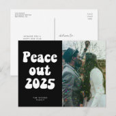 ヴィンテージレトロスクリプトPeace out 2023年新年の写真 シーズンポストカード (正面/裏面)