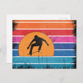 ヴィンテージレトロスケートボードスケータースケートボーダー ポストカード (正面/裏面)