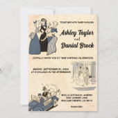 ヴィンテージレトロスタイリッシュ50モダンs漫画結婚の 招待状 (正面)