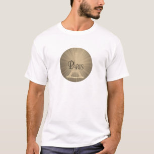 ヴィンテージレトロスタイルエッフェルタワーパリグレーセピア Tシャツ