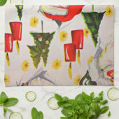 ヴィンテージレトロスタイルクリスマスキッチンタオルサンタ キッチンタオル (折り畳み)