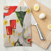 ヴィンテージレトロスタイルクリスマスキッチンタオルサンタ キッチンタオル (四つ折り)