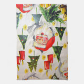 ヴィンテージレトロスタイルクリスマスキッチンタオルサンタ キッチンタオル (縦)