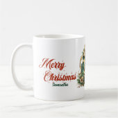 ヴィンテージレトロスタイルクリスマスプレゼント緑&金ゴールド コーヒーマグカップ (左)