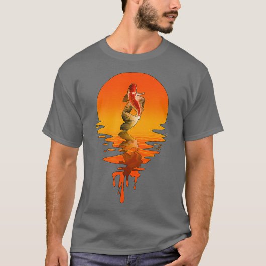 ヴィンテージレトロスタイルコイ魚 Tシャツ (正面)