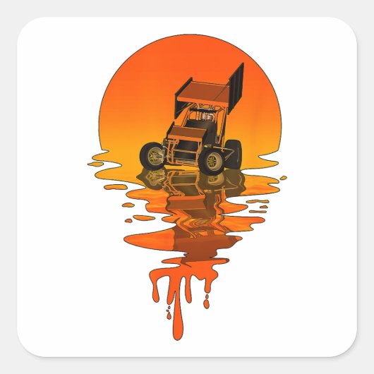 ヴィンテージレトロスタイルスプリント車レース スクエアシール (正面)