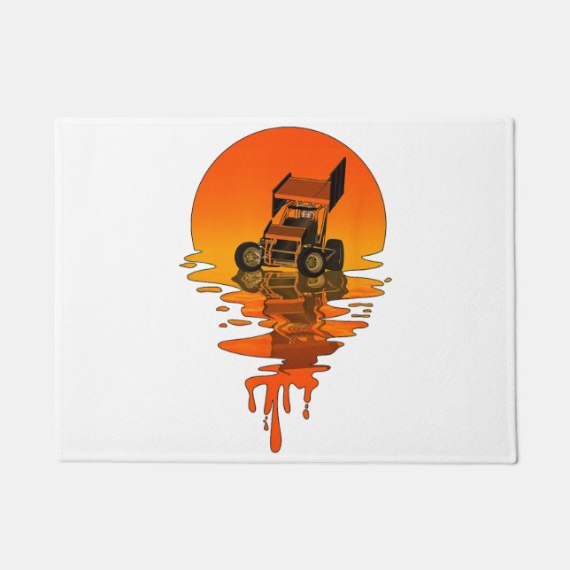 ヴィンテージレトロスタイルスプリント車レース ドアマット (正面)