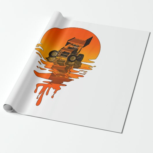 ヴィンテージレトロスタイルスプリント車レース ラッピングペーパー (アンロールド)